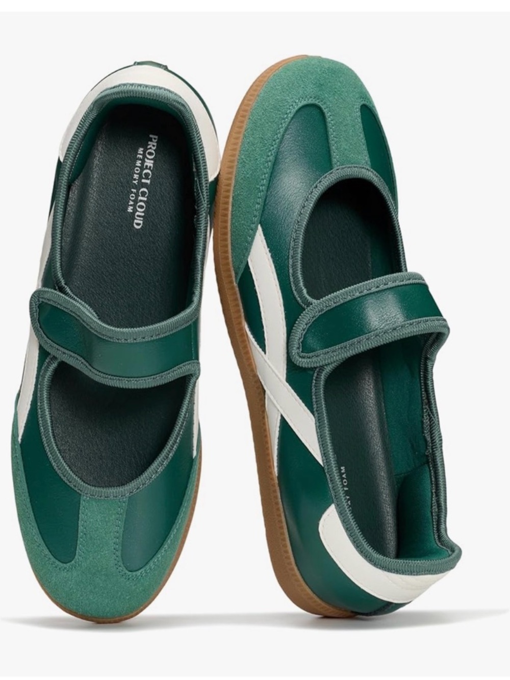 Project Cloud Women's Green Mary Jane Memory Foam Flats - Picture 4 of 5